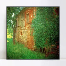 Framed Canvas Giclee Print Art House in Atersee by Gustav Klimt Home Decor