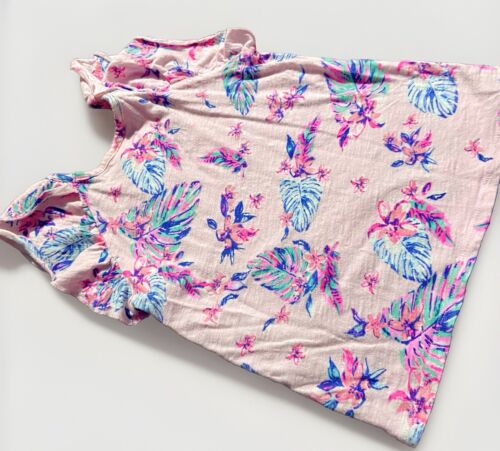 OshKosh B'Gosh Girls Knit Top Pink Ruffle Short Sleeved Floral Shirt Tee Size 6 - Picture 4 of 6
