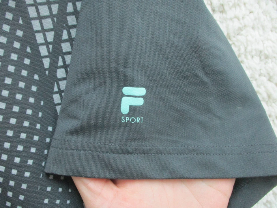 Camisa polo Fila extra grande adulto cinza esporte golfe stretch logotipo casual masculina GG - Imagem 4 de 4