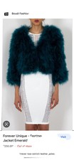 £260 Forever Unique Emerald Green Real Feather Party Jacket Fluffy Fur S 6 8 10