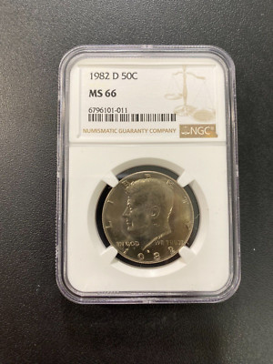 1982 D KENNEDY HALF DOLLAR NGC MS-66 - UNCIRCULATED - CLAD - CERTIFIED ...
