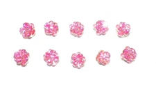 TEN (10) VINTAGE AUSTRIAN CRYSTAL BUTTON COVERS PINK  & GOLDTONE