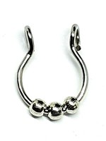 Fake Septum 3 Kugel Nasenring Silber Clip On HäNger Hoop Nicht Piercing Schmuck