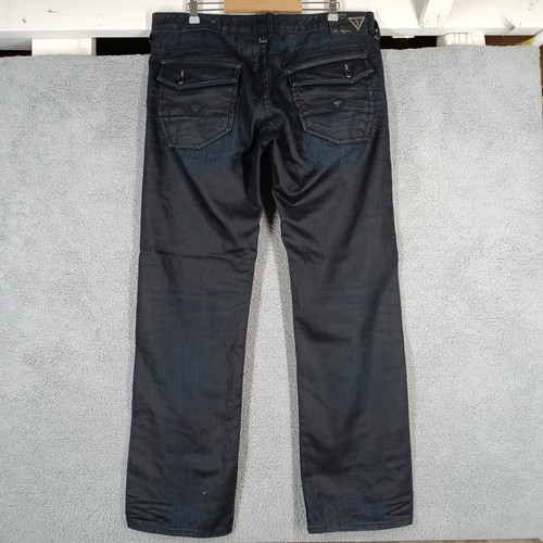 Guess Pasadena Jeans Size 38 Regular Straight Leg Denim Pants Dark Blue Wash - Picture 5 of 14