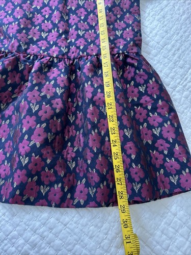 Girls Brooks Brothers Fleece Formal  Jacquard Gold Navy Floral Dress 12 EUC - Picture 7 of 7