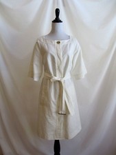 J.Crew Size 6 Bateau Trench Dress Hidden Button Front Removable Belt Ivory