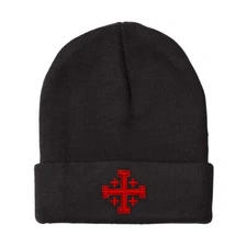 Beanies for Men Jerusalem Cross B Embroidery Winter Hats Women Acrylic Skull Cap