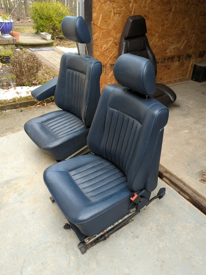 W126 蓝色前座和轨道及更多! 罕见原始设备制造商梅赛德斯 81-91 560SEL 420SEL — 第 2/4 张图片