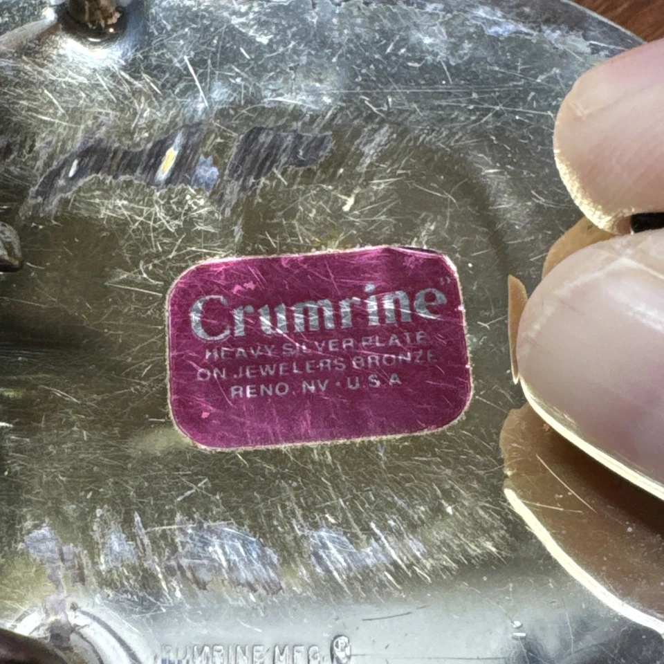 VTG USA Crumrine Western Belt Buckle Ornate Monogram Letter M Silver Belt Buckle - Image 4 of 4