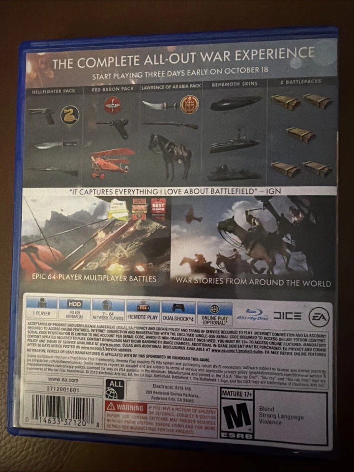 Battlefield 1: Early Enlister Deluxe Edition (SONY PlayStation 4, 2016) - Image 2 of 4