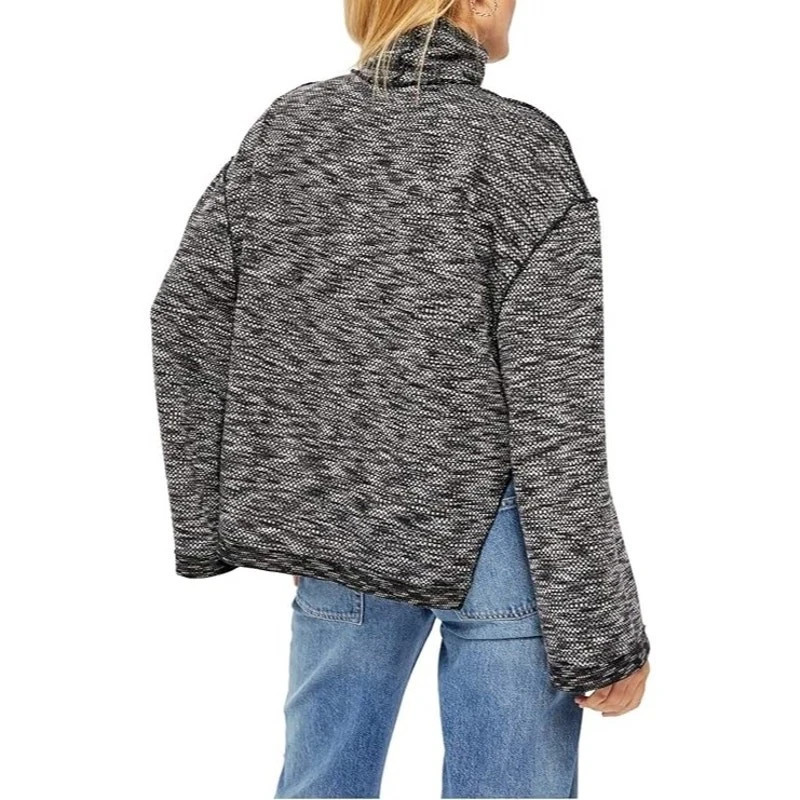 Free People We The Free Sunny Days Oversized Textured Knit Turtleneck Sweater L View 3