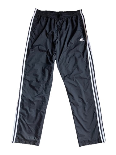 Adidas 3 Stripped Wind Pants Men’s Large Track Pants Straight Leg Zip Ankle BLK