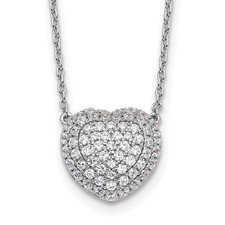 14K White Gold 3/4 carat Lab Grown Diamond Complete Heart Necklace 18"