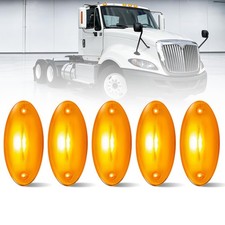 5PCS Cab Marker Lights LED Top Roof Lamps Amber Lens Assembly Fit for Interna...