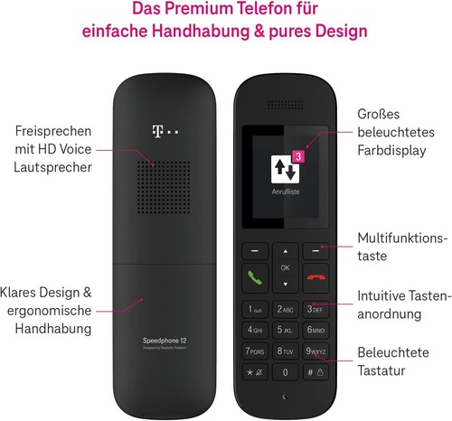 Telekom Festnetztelefon - Speedphone 12 - Schwarz - Schnurlos NEU - Photo 4/10