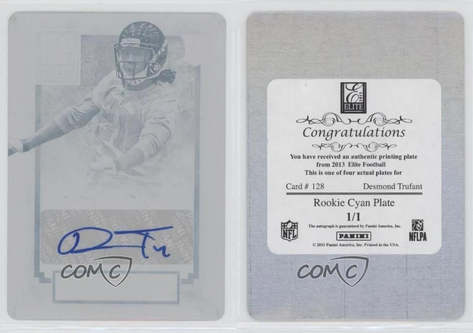 2013 Panini Elite Printing Plate Cyan 1/1 Desmond Trufant #128 Rookie RC 1k5 - Image 3 of 3
