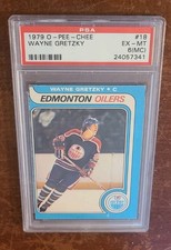 1979 O-Pee-Chee #18 Wayne Gretzky PSA 6 MC ROOKIE CARD RC Edmonton Oilers. rookie card picture