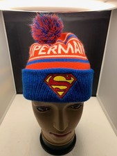 Superman DC Comics Pom Beanie Knit Kids Hat Red White  Blue OSFM