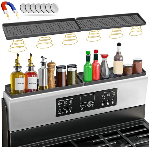 30" Magnetic Stove Top Shelf Spice Rack Storage, Silicone Top Heat Material S...