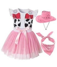 Baby Toddler Cowgirl Costume Dress Up Cosplay Tulle Dresses with 2T Pink