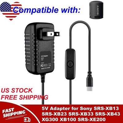 5V Adapter for Sony SRS-XB13 SRS-XB23 SRS-XB33 SRS-XB43 XG300 XB100 SRS-XE200