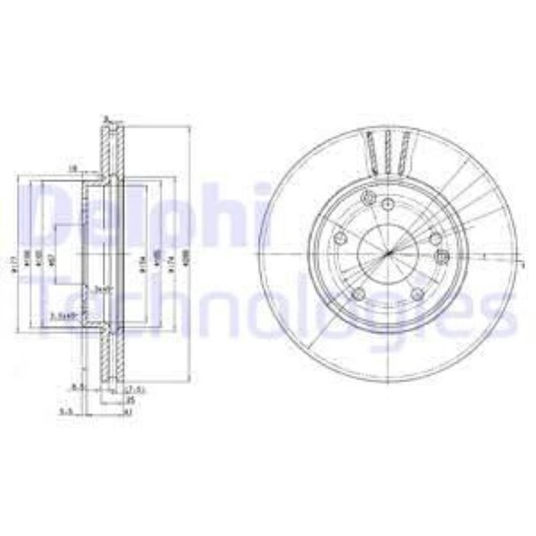 Delphi 2X Bremsscheibe Vorne Ø288 Mm FüR Mercedes-Benz C-Klasse W203 W202 SLK-image