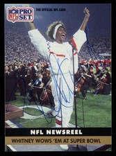 Whitney Houston Signed 1991 Pro Set NFL Newsreel Card Auto Super Bowl Rare