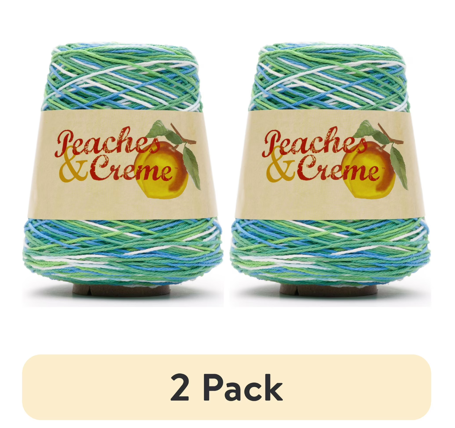 (2 pack) Peaches & Creme Cone 4 Medium Cotton Yarn, Emerald Energy Ombre