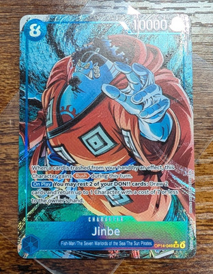 Jinbe OP14-049 Alternate Art Azure Sea's Seven One Piece Card