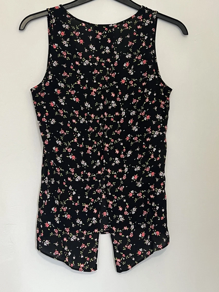 Haut Sans Manches Express Bleu Dentelle Fleurie - Taille M - Style Tank Cami - Occasion Très Bon état