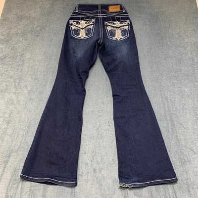 Y Jeans Womens 3/4 Blue Denim 5 Pockets Medium Wash Everyday Wear Straight Leg