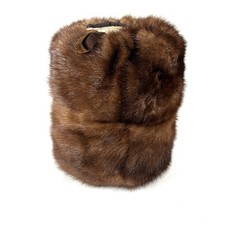 Vintage 60s-70s Luxurious Mahogany Mink Fur Muff Hand Warmer Hidden Pocket Purse