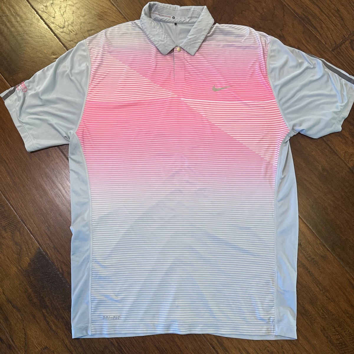 Nike Tiger Woods Collection Moisture Wicking Golf Polo Shirt Gray