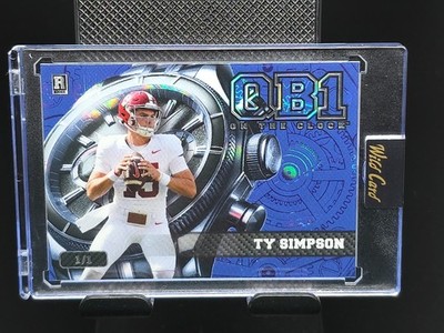 Ty Simpson 2026 Wild Card QB1 On The Clock 1/1 Blue Rainbow