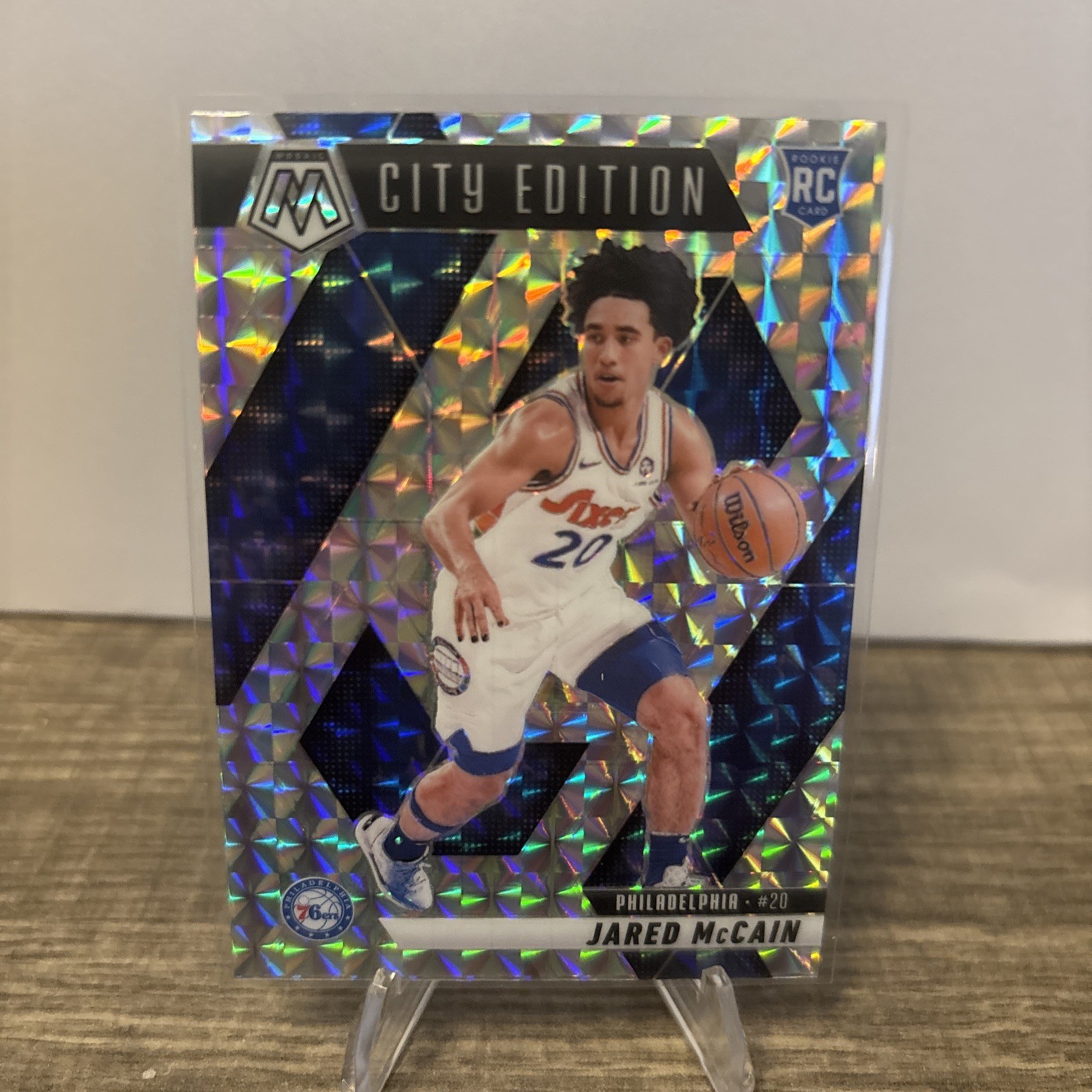 2024-25 Panini Mosaic Jared McCain RC City Edition Silver Mosaic #277