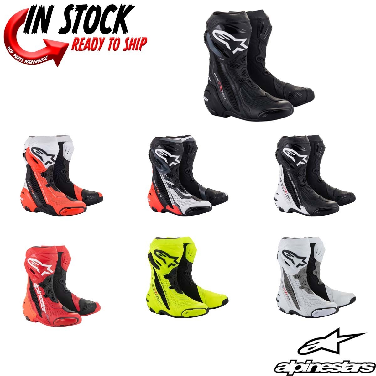NEW! ALPINESTARS SUPERTECH R VENTED MOTORCYCLE BOOTS - PICK SIZE
