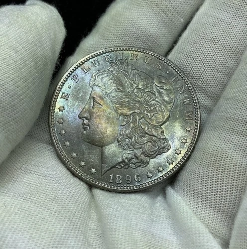 1896 Morgan Silver Dollar $1 Gorgeous Toning Uniquely Toned T40