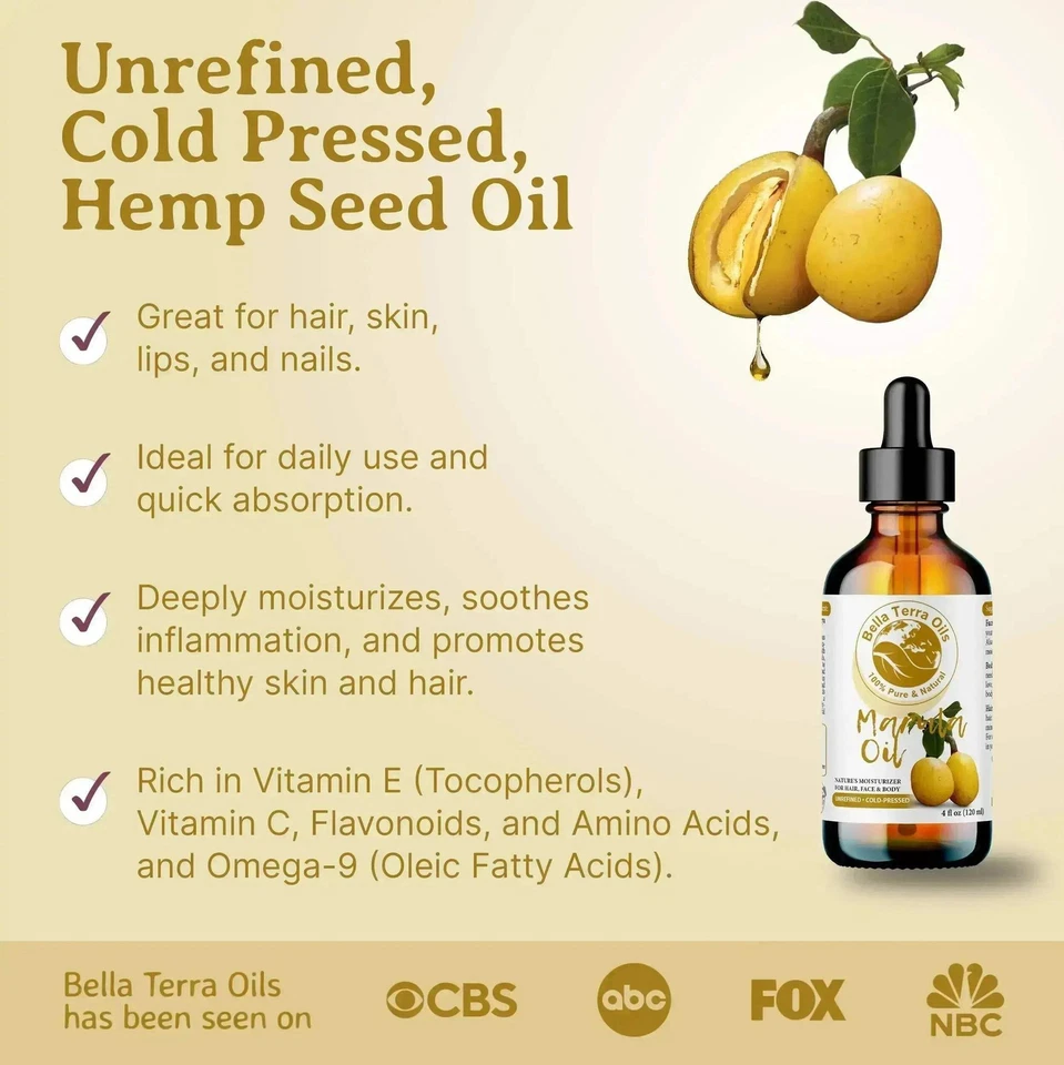 Organic Cold-Pressed Marula Oil 100% Pure Skin Hair Face Anti-Aging Moisturizer - Image 2 of 4