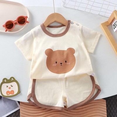 Kids Summer Cotton Cartoon Set 2 Piece Tshirt Shorts Boy Girl 0 4Y