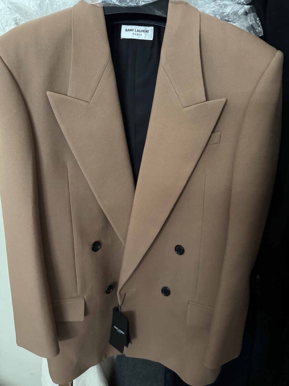 Giacca lana pralina SAINT LAURENT $3500 nuova e autentica taglia 38