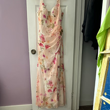 Azazie Pink Floral Sleeveless Bridesmaid Maxi Floor-Length Dress Size A2