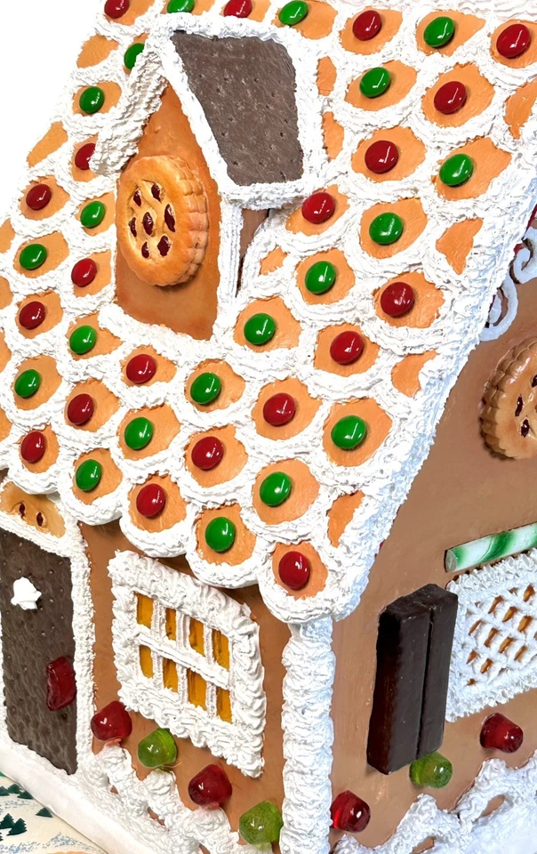 BIG Byers Choice Chocolate Shutter Chalet Gingerbread House 14" High EXC COND - Image 4 of 4