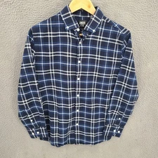 Under 510 Shirt Mens Small Blue Plaid Flannel Button Down Shirt Long Sleeve U510