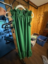 Who What Wear Green Polka Dot Ruffle Midi Dress Size M