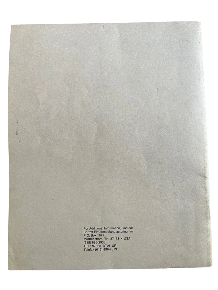 Винтажная полуавтоматическая винтовка 90-х Barrett 82A1 калибр .50 полевая инструкция морской пехоты США - Изображение 2 из 4