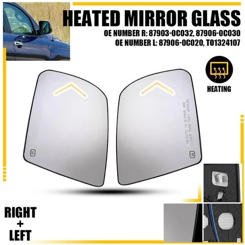 Pair Mirror Glass Heated Turn Signal for Toyota Tundra 2007-2020/ Sequoia 08-17