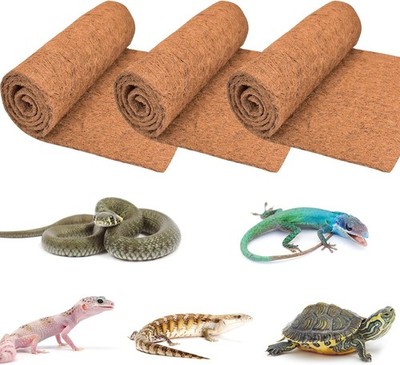 3 Rolls Reptile Mat, 18 X 36 Inches Natural Coconut Fiber Liner Mat Flooring Acc