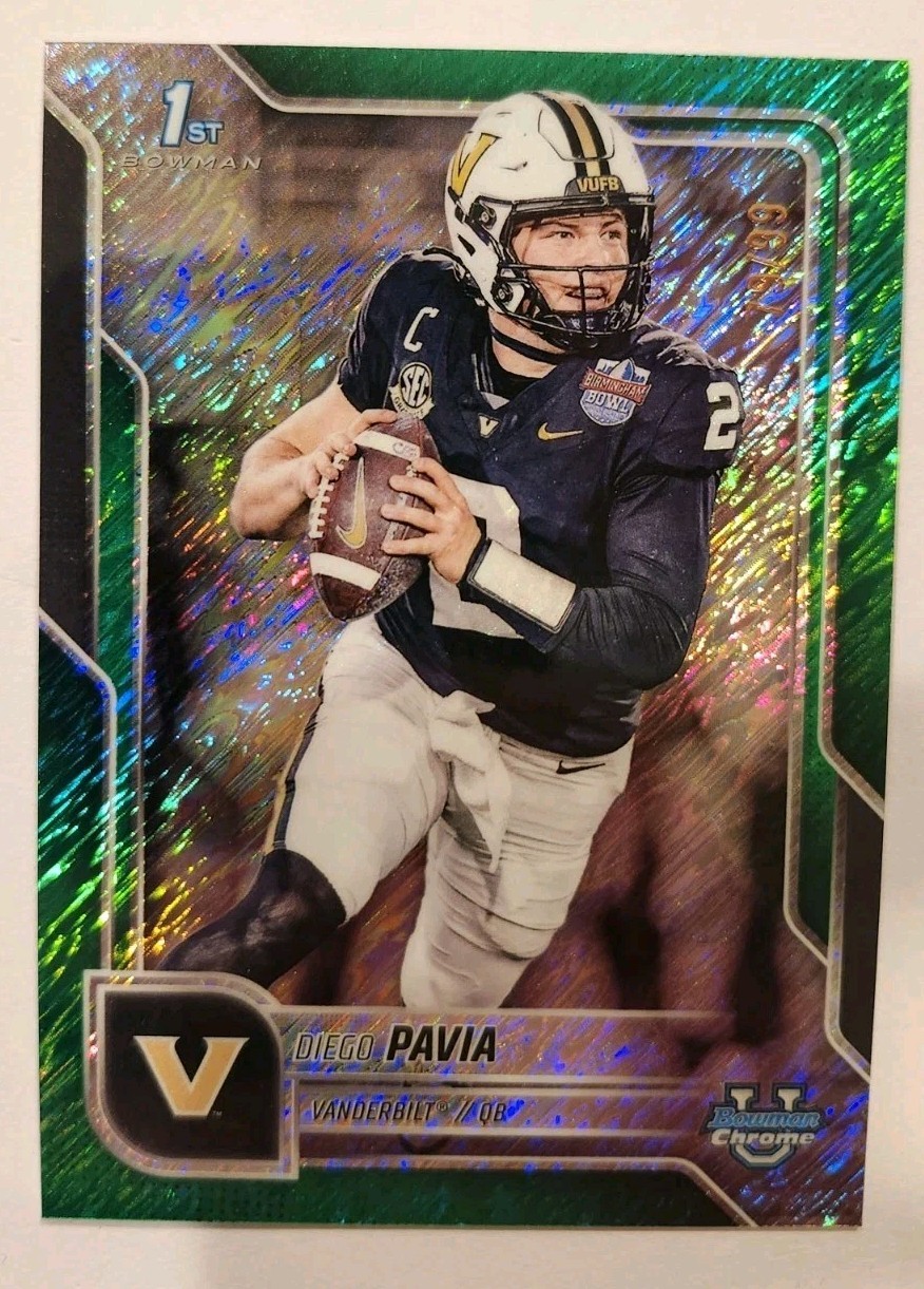 2025 Bowman University Chrome 1st Diego Pavia #190 Green Shimmer Refractor /99