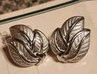 Vintage Trifari 1" Silvertone 2-texture Toned Clip-On Earrings, 90s Jewelry