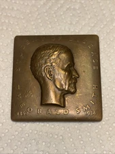 1939 Theobald Smith Bronze Plaque 3rd Intl Congress Microbiology 2” x 2”